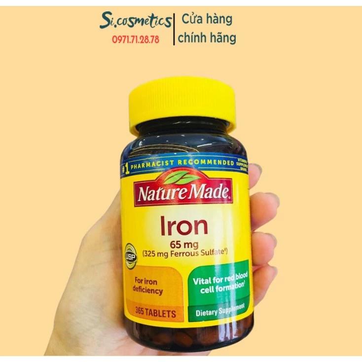 [ Date 11/2025 ] Viên uống Nature Made Iron (sắt) 65mg Hộp 365 viên Mỹ