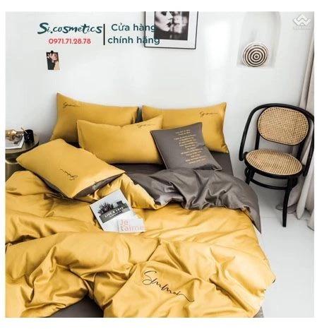 [ Dư dùng thanh lý - m8x2m ] bộ chăn ga gối Lụa Sumoi 60s nhập khẩu cao cấp Sheen bedding (mẫu y hình)