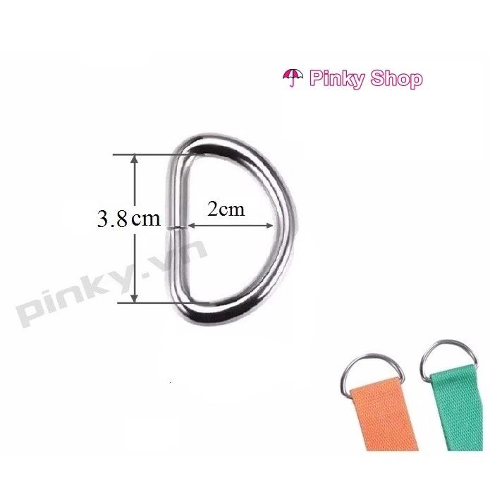 [ Giá sỉ ] Khoen chữ D, khoen D, móc D 4cm màu bạc phụ kiện làm túi xách và đồ handmade Pinky Shop mã KDB3.8