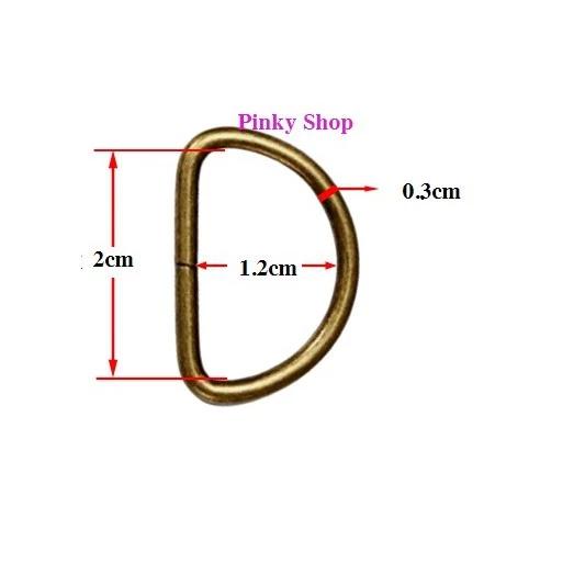 [ Giá sỉ ] Khoen chữ D, móc D màu đồng 2cm loại dày phụ kiện làm túi xách và đồ handmade Pinky Shop mã KDD2.1