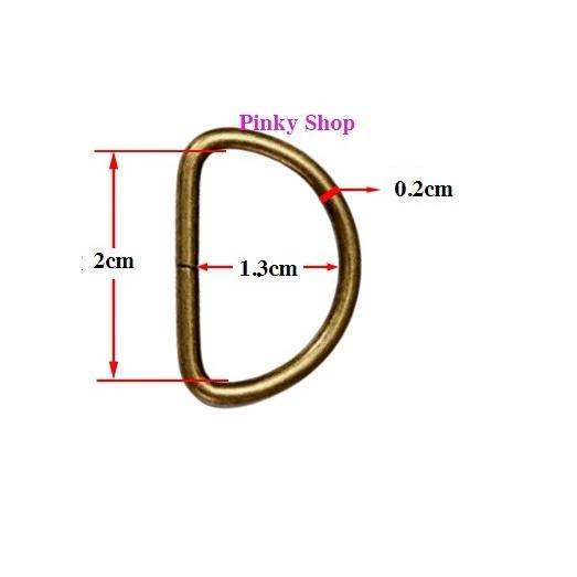 [ Giá sỉ ] Khoen chữ D, móc D màu đồng 2cm phụ kiện làm túi xách và đồ handmade Pinky Shop mã KDD2
