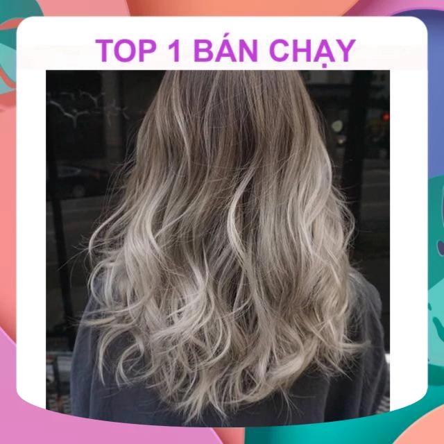 ? HÀNG HIẾM? TÓC GIẢ LƯỚI HOA OMBRE NÂU KHÓI BẠCH KIM ĐỘ DÀI 50-55CM TẶNG LƯỚI TRÙM