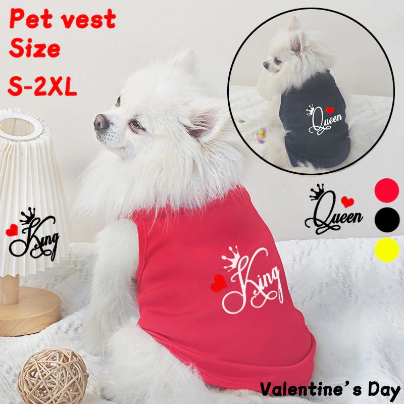 ✨ Hàng MỚI ✨ S-2xl King and Queen Thời Trang In Hình Áo Vest Cho Chó Cặp Đôi Ngày Lễ Tình Nhân Quần Áo Cho Chó Nhỏ