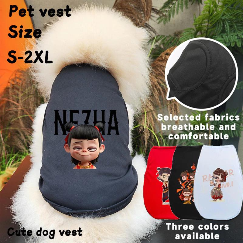 ✨ Hàng Mới Về ✨ Áo vest chó S-2XL có quần áo thú cưng in hình Nezha phong cách Trung Quốc