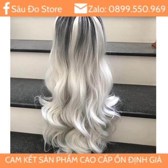 ⭐️ HÌNH THẬT⭐️ TÓC GIẢ BỘ C113 BẠCH KIM OMBER ĐEN