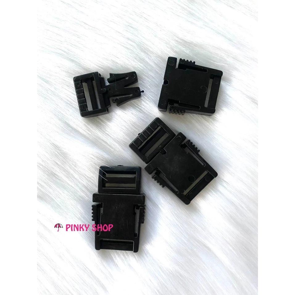 1 bộ cài khóa nhựa, khóa cài balo nhựa, khóa nhựa cho dây đai balo quai xách màu đen Pinky Shop mã KCBN1