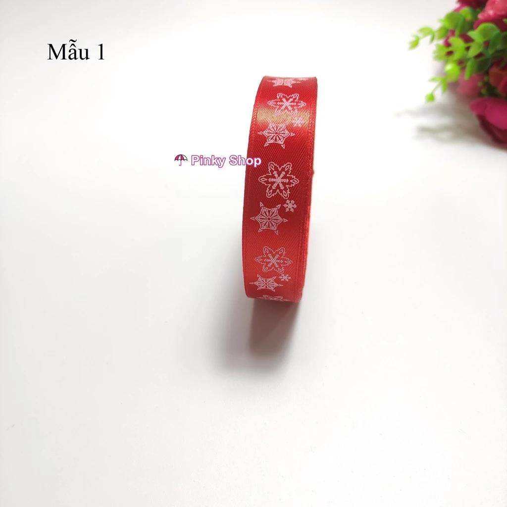 [1 Cuộn] Ruy băng họa tiết lụa vải satin trái tim 2cm cuộn 20m làm nơ, cột tóc, hoa vải, phụ kiện handmade Pinky Shop