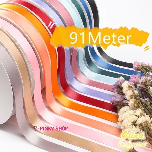 [1 Cuộn] Ruy băng lụa vải Satin 1 cuộn 91m giá rẻ nhiều màu làm nơ gói quà trang trí làm phụ kiện handmade Pinky Shop