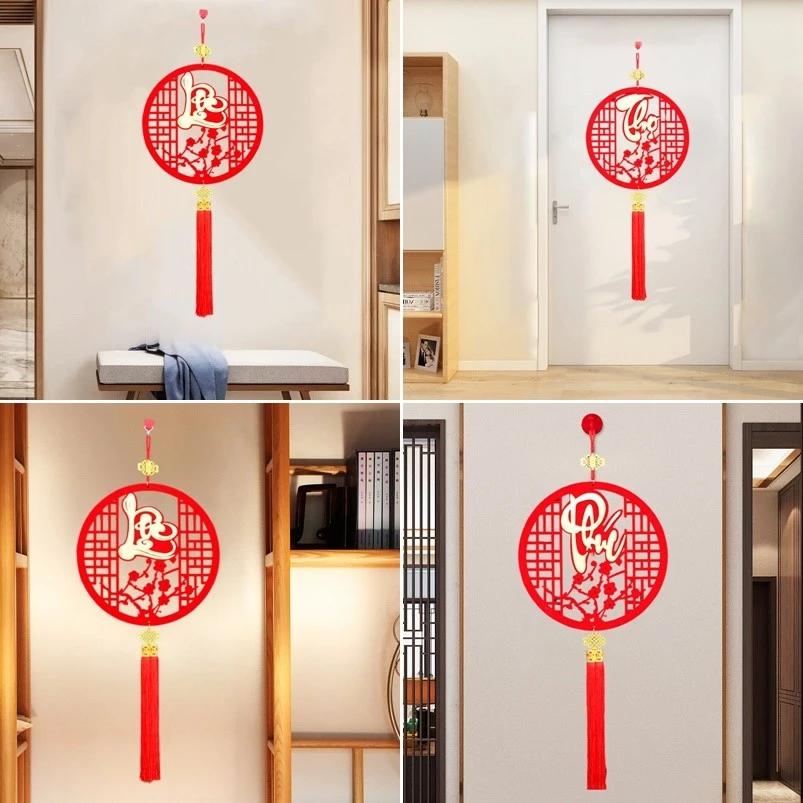 2025 Đồ trang trí năm mới Việt Nam Vòng đổ xô vải Mặt dây tua rua đỏ Trang trí nội thất