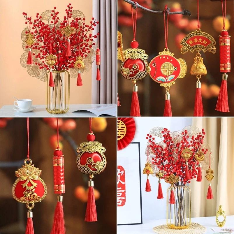 2025 Năm Rắn Treo Đồ Trang Trí Lễ Hội Mùa Xuân Tua Rua Đỏ Mặt Dây May Mắn Trang Trí Năm Mới