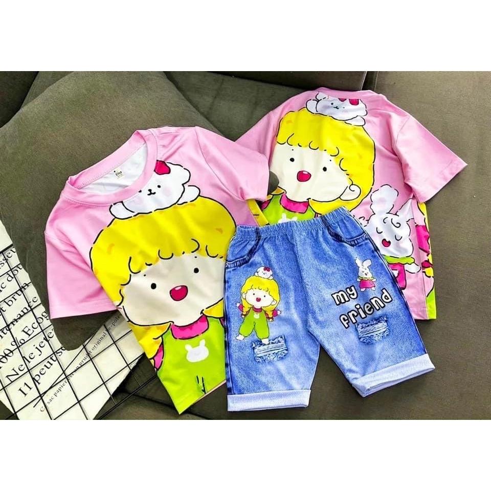[8-40Kg] Bộ đồ bé gái quần Lửng in hình 3D HOT TREND chất vải mềm mịn thoáng mát được các bé yêu thích BGL32