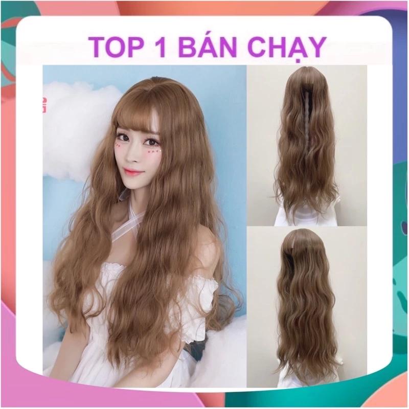 [ẢNH THẬT] TÓC GIẢ LƯỚI HOA BỘ XOĂN SÓNG DÀI 55-60CM TẶNG LƯỚI TRÙM TÓC THẬT