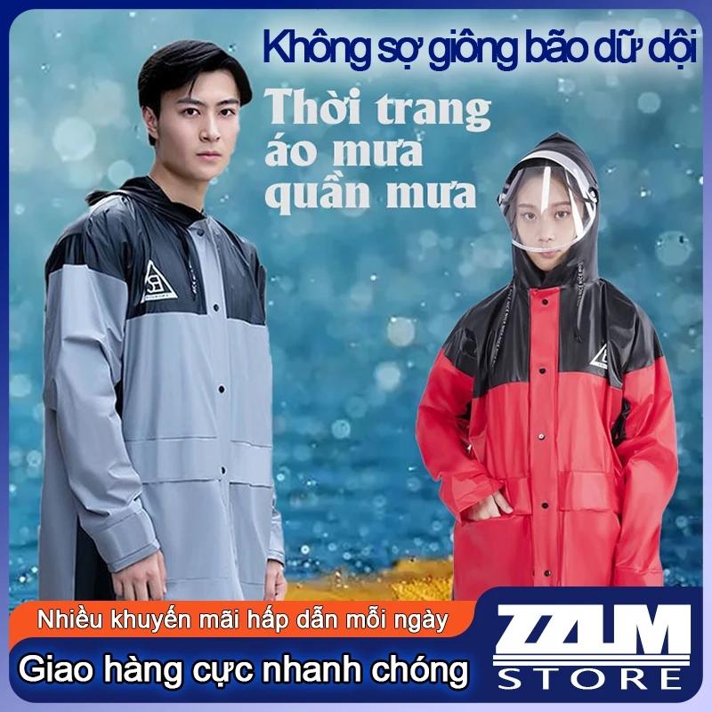 Áo mưa bộ người lớn thời trang cao cấp, bộ quần áo mưa nam nữ hai lớp giữ nhiệt, siêu chống thấm, Áo mưa quần mưa