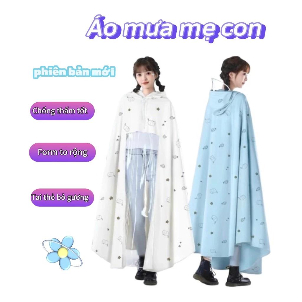 Áo mưa cánh dơi trong suốt có kính che mặt tiện lợi cho mẹ và bé - Áo mưa hàng nội địa trung cao cấp cho mẹ và bé