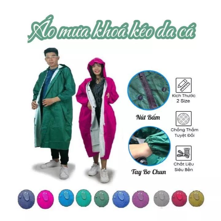 Áo mưa dây kéo tổ ong - Áo mưa vải dù có KHÓA KÉO và nút cài phía trước, chống thấm tốt, áo đi mưa tiện lợi