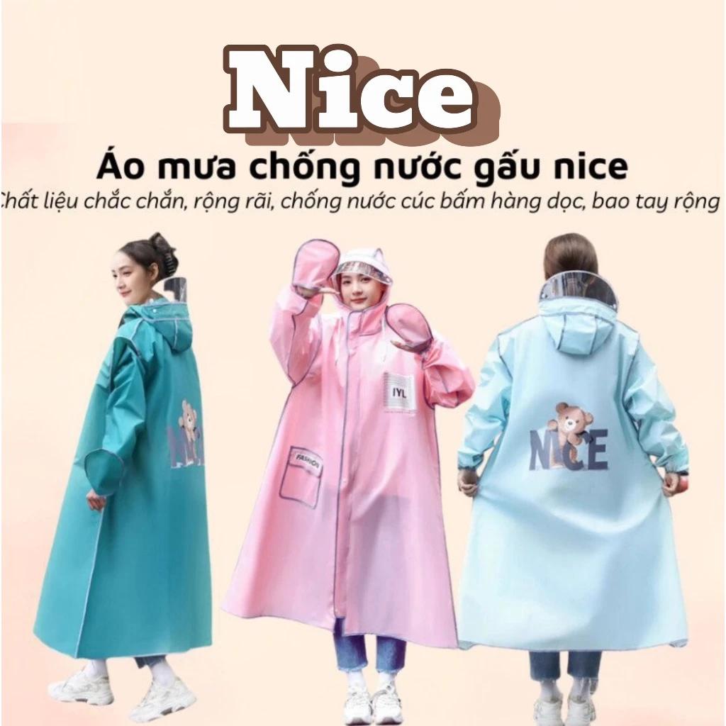 Áo Mưa Thời Trang Gấu Nice - Áo Mưa 1 Người Đi , Áo mưa măng tô Người Đi Xe Máy Đi Xe Đạp Hàng Cao Cấp Chuẩn Mẫu Mới
