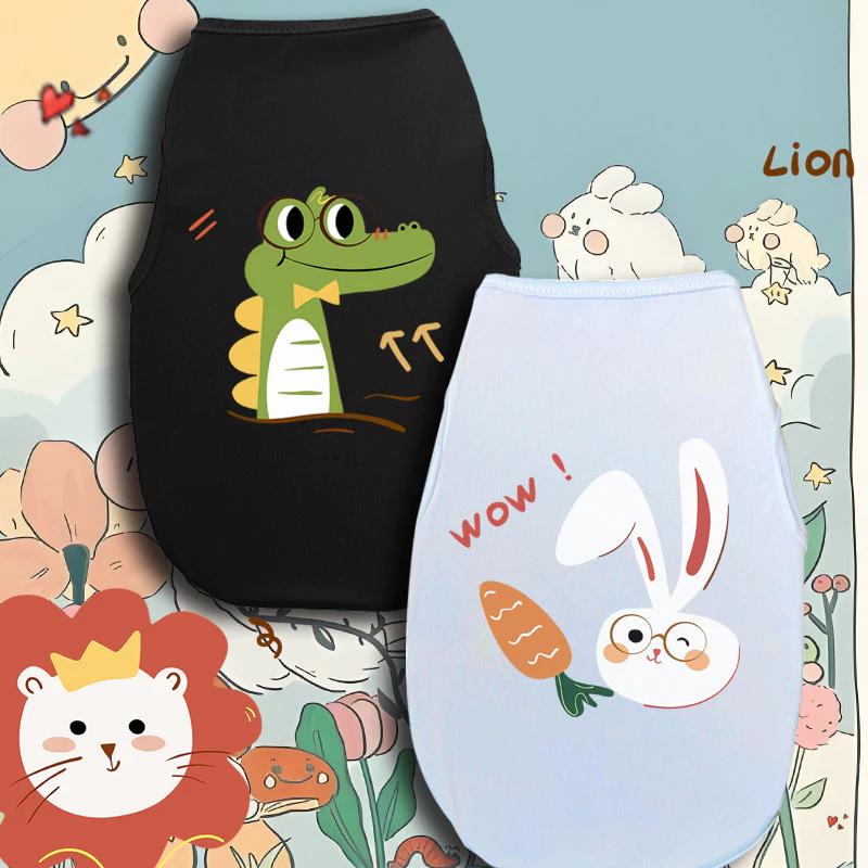 Áo vest in hình thời trang nhỏ và vừa dễ thương cho thú cưng mùa xuân hè quần áo không tay mới