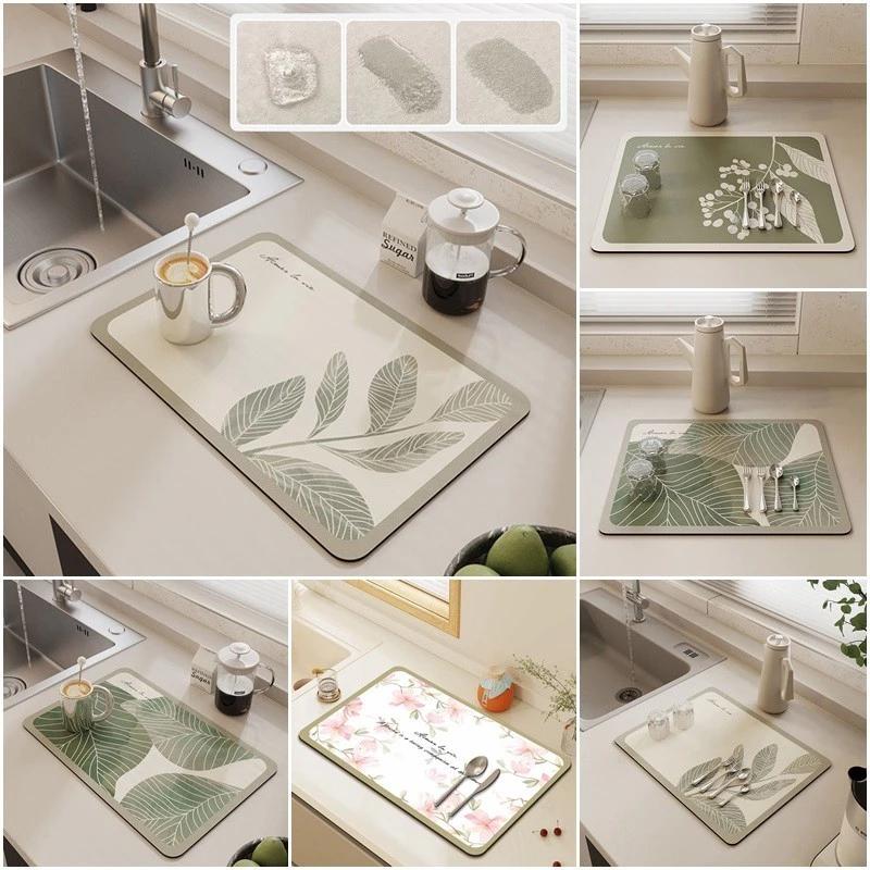 Bắc Âu Nhà Bếp Thoát Nước Pad Sấy Nhanh Máy Cà Phê Pad Chống Trơn Trượt Bàn Thảm Thấm Hút Placemat