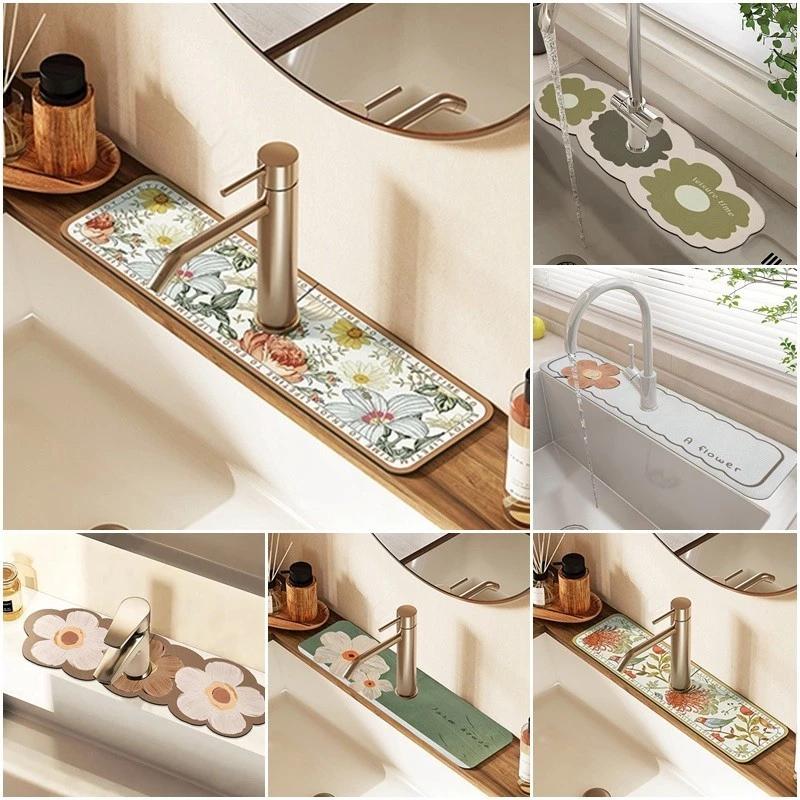 Bắc Âu Nhà Bếp Thoát Thảm Dasiy Bồn Rửa Thoát Miếng Lót Chống Trơn Trượt Nhanh Sấy Máy Cà Phê Pad