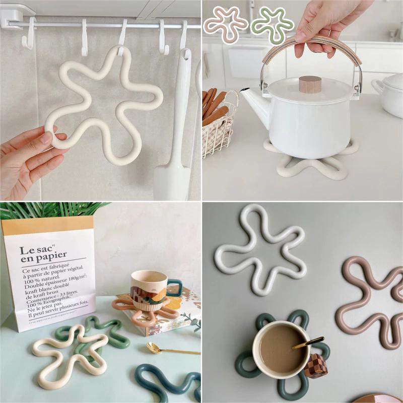Bắc Âu Silicon Coaster Ins Rỗng Ra Không Đều Cốc Coaster Sáng Tạo Bàn Ăn Placemat