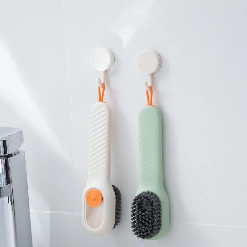 Bàn chải chà giày có ngăn chứa nước giặt, Bàn chải giặt đồ, cọ sàn tiện lợi 3 trong 1 có hộc chứa xà phòng có móc treo