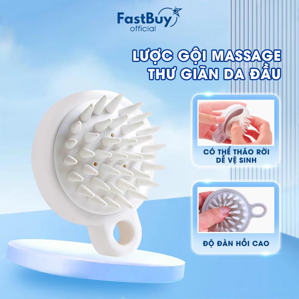 Bàn Chải Gội Đầu Trắng Silicon Mềm Giúp Thư Giãn Da Đầu