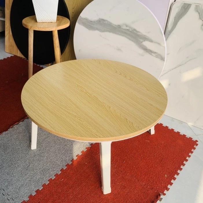 Bàn trà tròn sofa ngồi bệt gấp gọn chân gỗ tự nhiên, Bàn tròn cafe dùng làm decor phòng ngủ nhiều màu sắc
