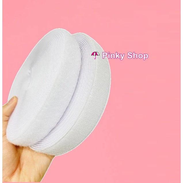 Băng dính gai, băng khóa nhám(1m-ko keo) 2 mặt khổ rộng 2cm màu đen trắng độ bám dính cao chất lượng tốt Pinky.