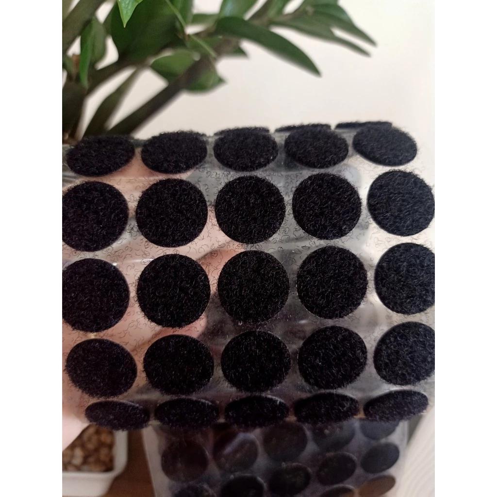 Băng dính gai tròn [màu đen] dính nhám, velcro, dán xé 2 mặt lông và gai, có keo học liệu bóc dán handmade Pinky Shop