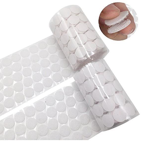 Băng dính nhám gai Tròn [sỉ 1000 cặp] (màu Trắng) miếng dán xé velcro, có keo, 2 mặt lông gai, học liệu bóc dán handmade