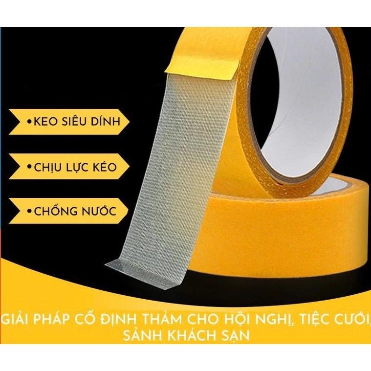 Băng keo vàng 2 mặt màng lưới 4cm x 18mét - Băng keo Dán