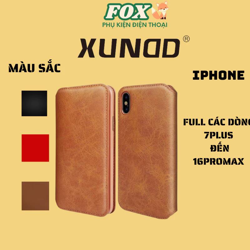 Bao da xundd gập 2 mặt iphone 11 12 13 14 15 16promax / plus / pro xsm xs 7plus 8plus