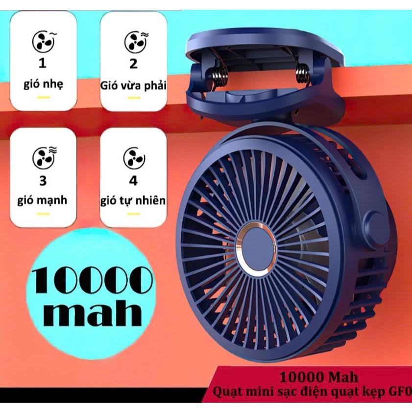 (BH 3 THÁNG) Quạt mini để bàn - quạt sạc tích điện mini xoay 10.000mah dùng lên 15 tiếng- quạt kẹp bàn tích điện