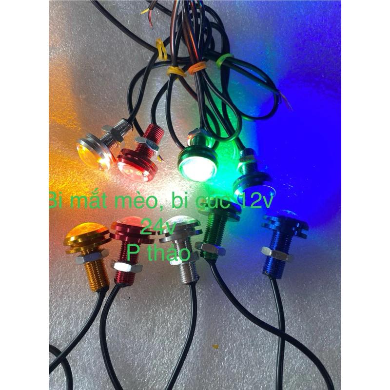 Bi cúc / bi mắt mèo 12v 24v giá cả cặp/1 cái cảnh báo ô tô , xe máy 2 chế độ
