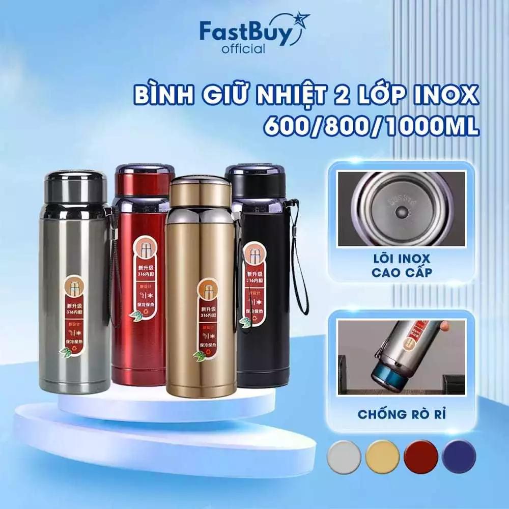Bình Giữ Nhiệt Inox 304 Dung Tích 600ML, 800ML, 1000ML 2 Lớp Tặng Kèm Lưới Lọc Trà Và Dây Đeo