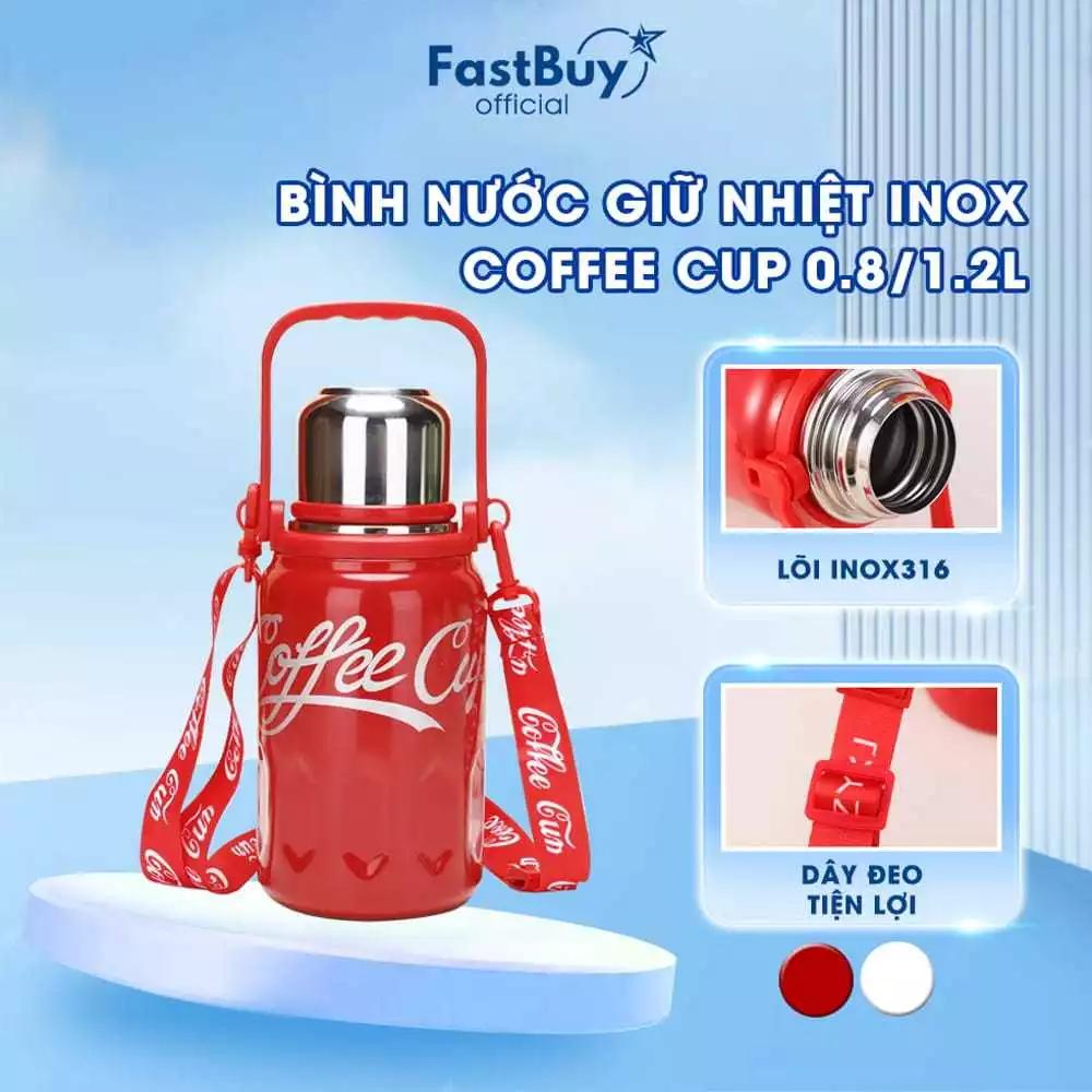 Bình Giữ Nhiệt Inox Coffee Cup Dung Tích 800ML INOX 304 Kiểu Dáng Thể Thao Có Dây Xách