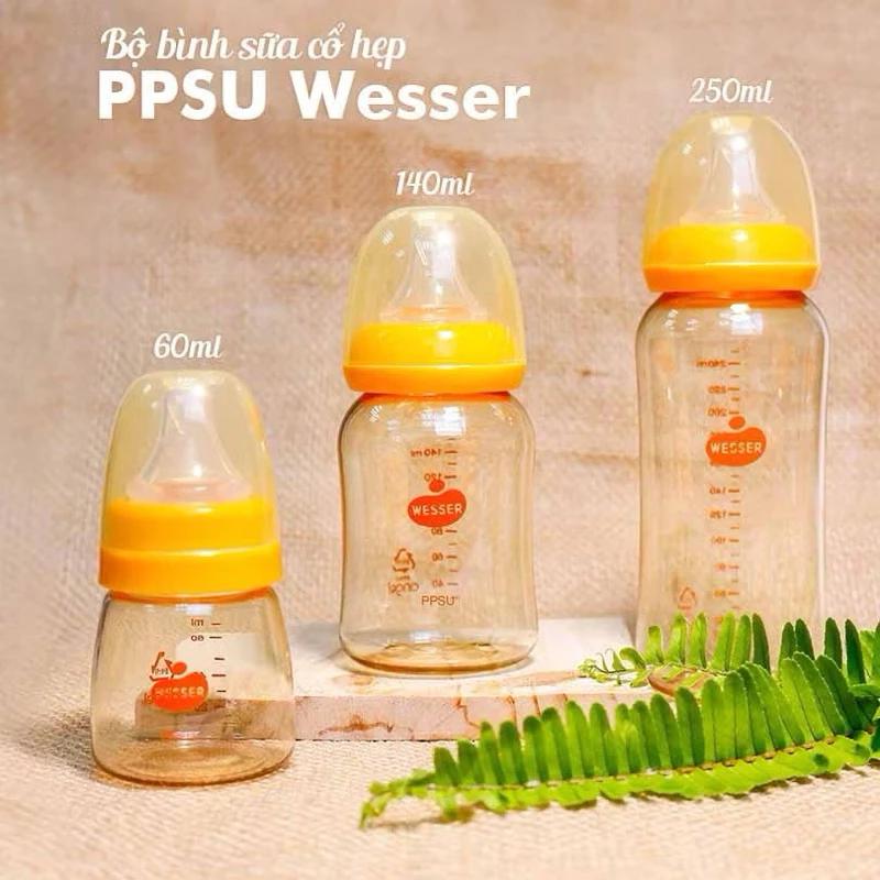 BÌNH SỮA WESSER PPSU CAO CẤP HÀN QUỐC CỔ HẸP 60Ml, 140Ml, 250Ml / CỔ RỘNG 180Ml, 260Ml
