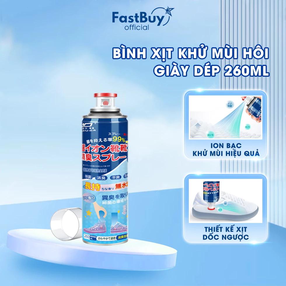 Bình Xịt Khử Mùi Hôi Chân Hôi Giày Nhật Bản 260ML Hạn Chế Mồ Hôi, Kháng Khuẩn, Chai Xịt Giày Dép Khử Mùi Hôi Nano Bạc