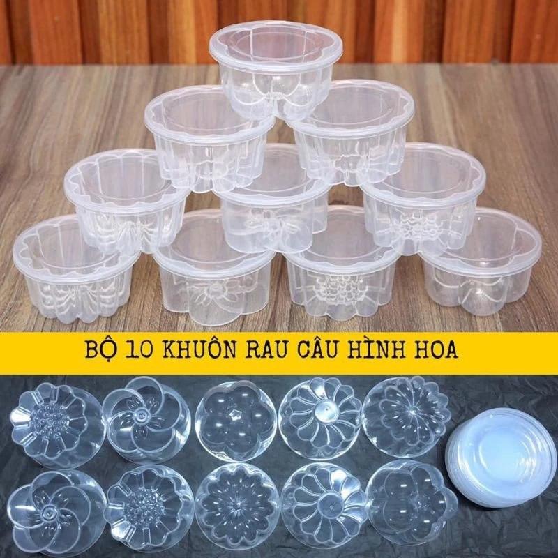 Bộ 10 Cái khuôn rau câu có nắp đậy nhựa Hofaco HPB110