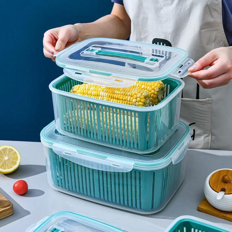 Bộ 5 hộp nhựa + 5 rổ nhựa đựng thực phẩm có nắp đậy đa năng - xanh ngọc