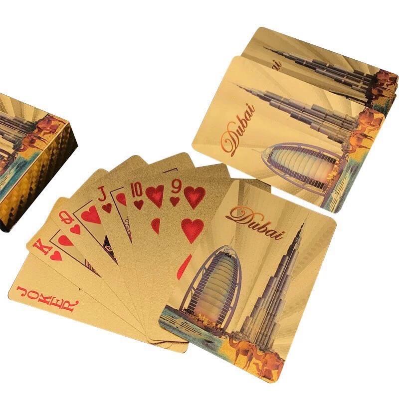 Bộ bài tây 52 lá mạ vàng 24k, đồ chơi thẻ bài, bài mạ vàng - giao màu ngẫu nhiên