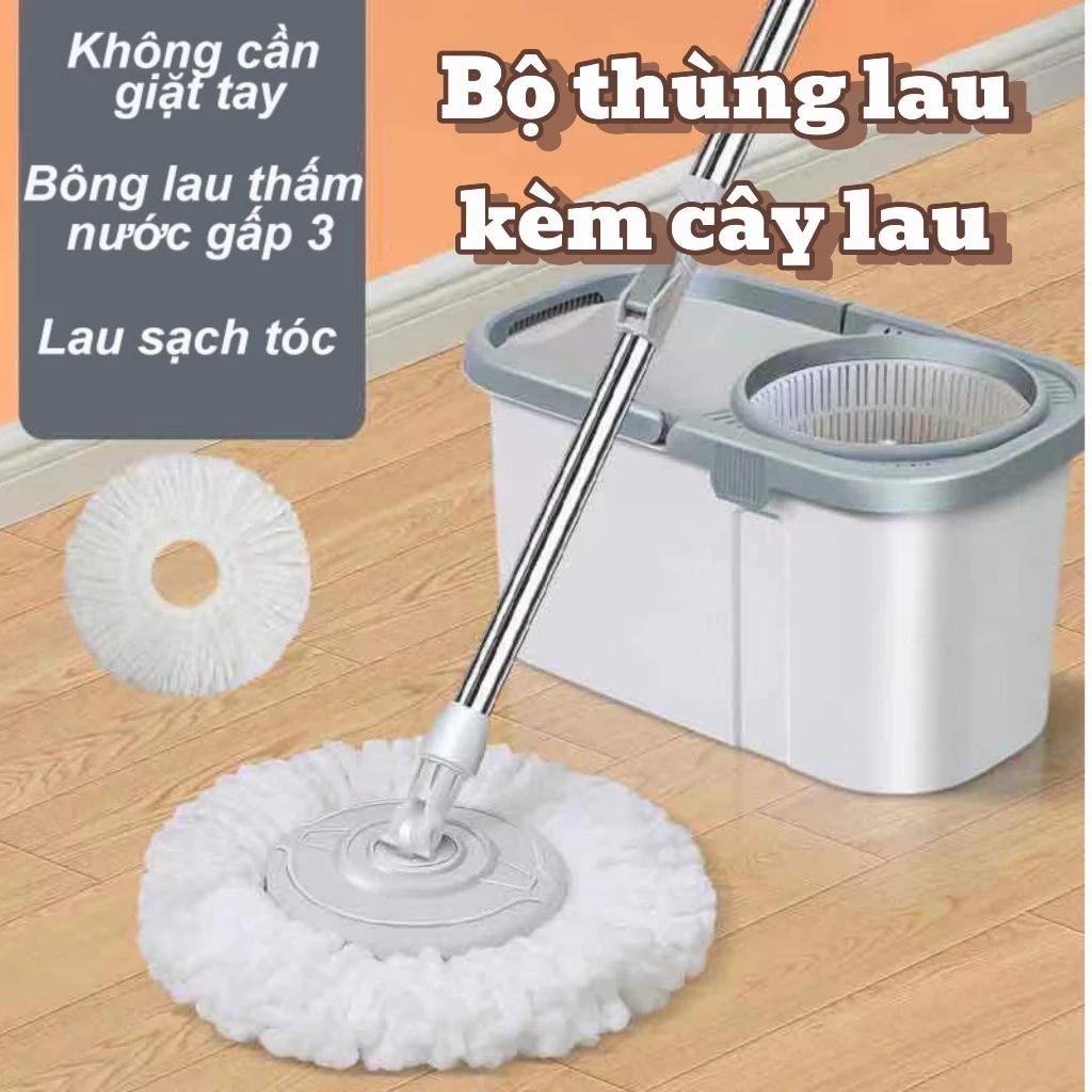 Bộ Cây Chổi Lau Nhà Xoay 360 Độ Cao Cấp Mới - kèm THÙNG ĐỰNG NƯỚC VUÔNG mới