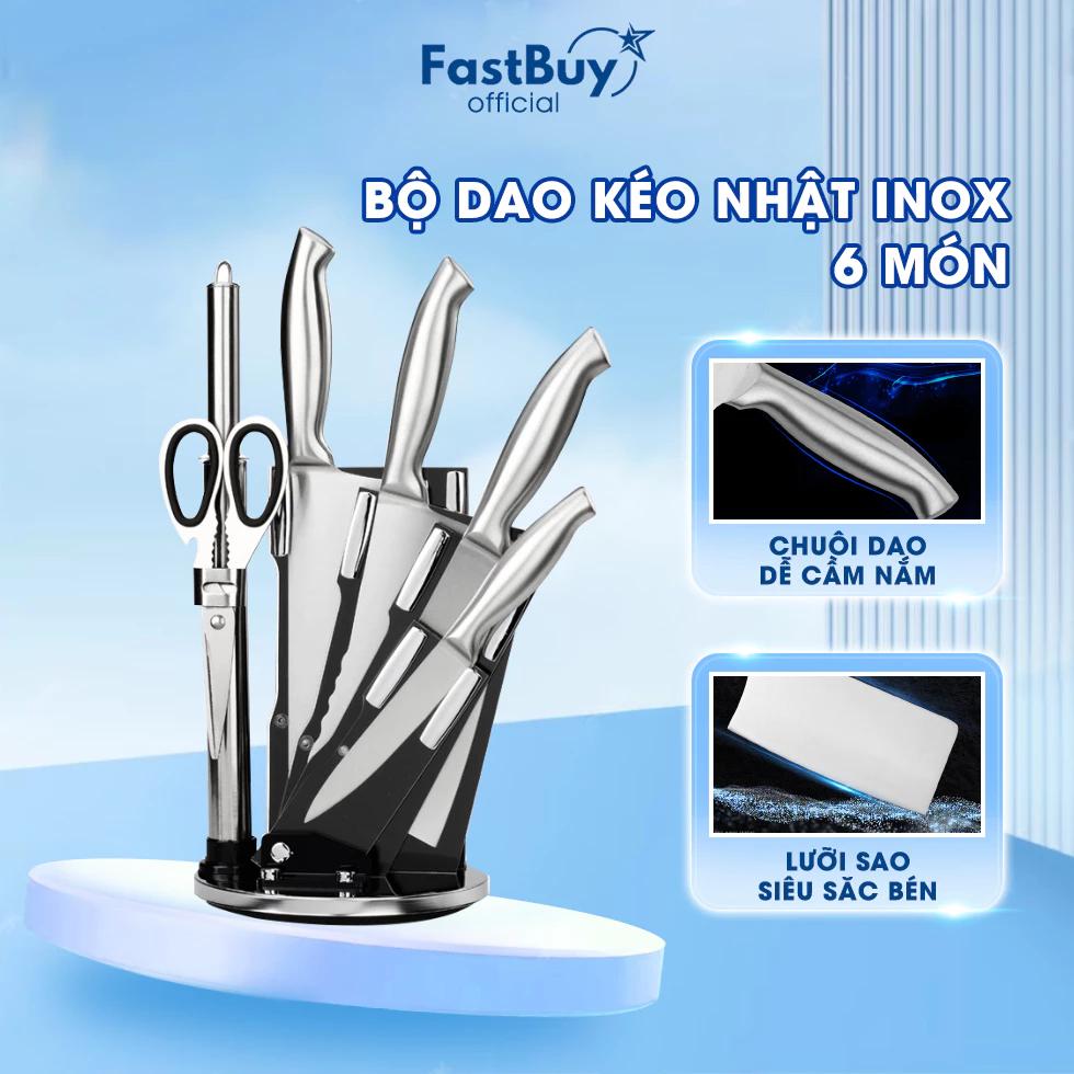 Bộ Dao Nhật Inox 6 Món Đúc Nguyên Khối Cao Cấp Sử Dụng Cho Nhà Bếp, Kháng Khuẩn Tốt