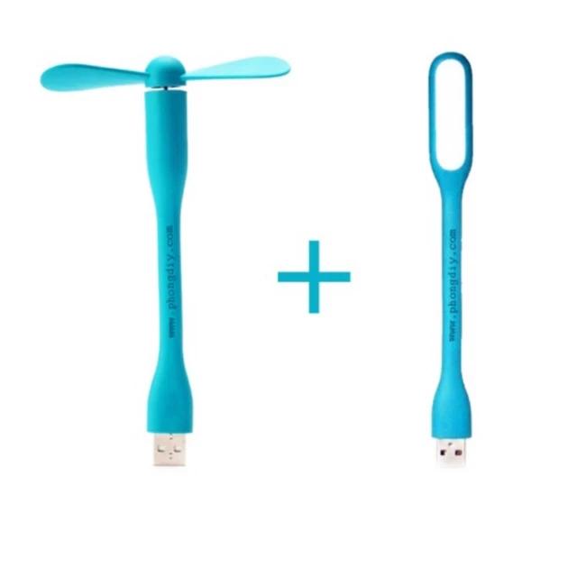 Bộ đèn led + quạt 2 cánh usb tiện dụng