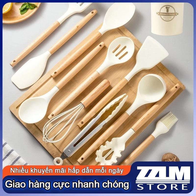 Bộ dụng cụ nhà bếp12 món silicon món chịu nhiệt tốt dụng cụ nấu ăn làm bánh chống dính dễ dàng vệ sinh