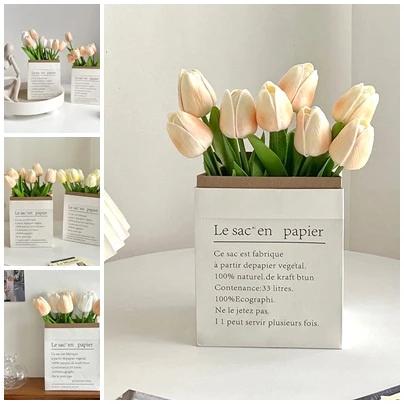 Bó Hoa Tulip Nhân Tạo Mini Dễ Thương Phong Cách Bắc Âu Dùng Để Trang Trí Nhà