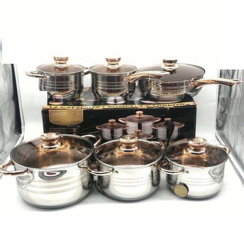 Bộ nồi Đức 5 đáy Yimeitai / Engelberg 6 món lắp hợp kim vàng - dùng cho mọi loại bếp điện, bếp từ, bếp ga