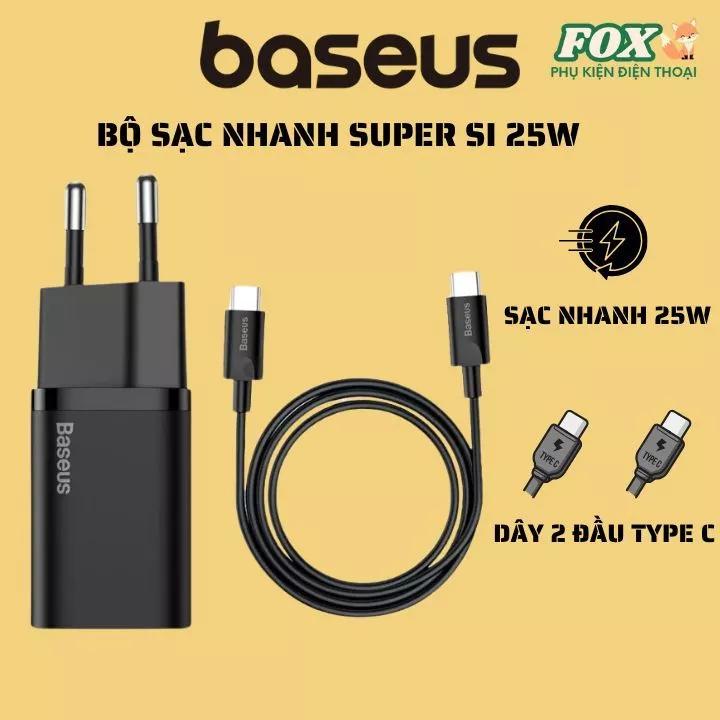 Bộ sạc nhanh Type-C Baseus Super Si 25W PD/ QC3.0 Quick charger cho IPhone 15 16 và Android