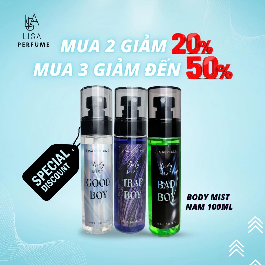 body mist 100ml nam,nữ xịt thơm cơ thể, giữ mùi 4-5h toả hương xa giúp cơ thể thơm lâu.
