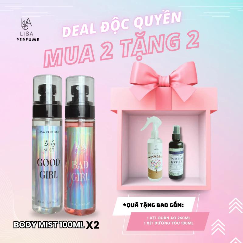 Body mist Lisaperfume Chính hãng combo [2 tặng 2] tặng ngẫu nhiên 2 sản phẩm trị giá lên đến 99k